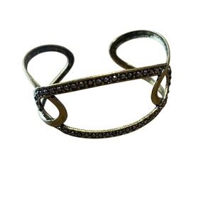 Avon Cuff Bracelet Gold Tone Rhinestone‎ Open Design Jewelry Women's